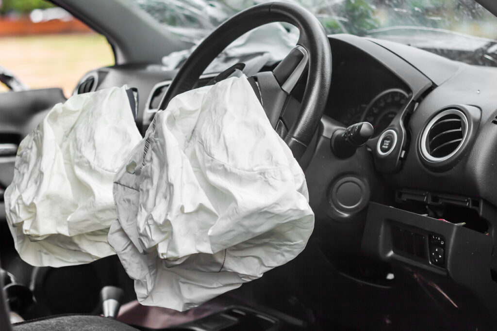 Two airbags deployed after a car crash